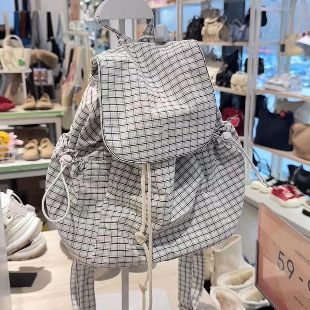 Niche Fashion Lightweight Retro Backpack Large Capacity Backpack Casual Versatile Commuter Plaid Schoolbag