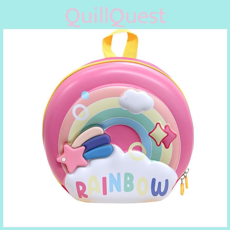Kids Cartoon Donut Shell Backpack With Cartoon Rainbow Design For School Kids