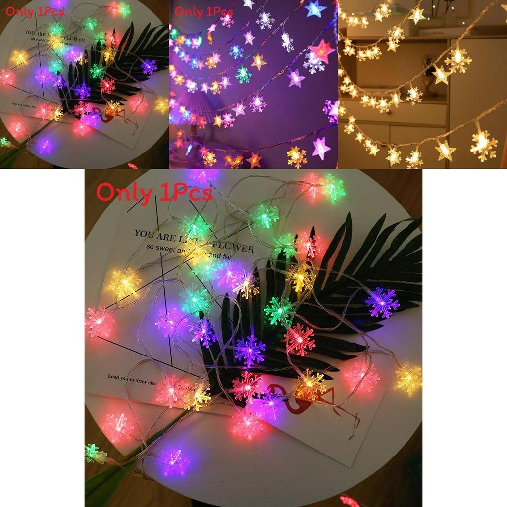 Stars Snowflakes Outdoor Solar Led String Lights Tent Decor For Camping And Party