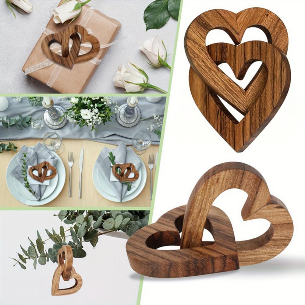 Adorno de Corazón de Madera Corazones Entrelazados Regalo Conmemorativo de Amor Corazón Interconectado Recuerdo para Parejas para Aniversario Día de San Valentín G