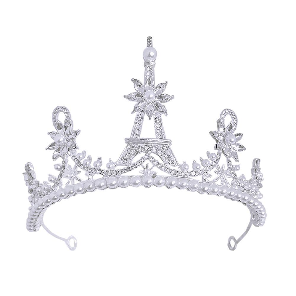 

New Bridal Tiara Eiffel Tower Crown Pearl Rhinestone Hair Accessories Wedding Dress Wedding Accessories Headband Headband