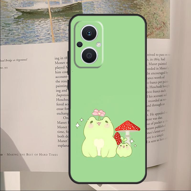 Mint Green The Frog Mushroom Cover For OPPO Reno 10 12 13 14 Pro 11 F 12F 13F 14F 7 8 Lite OPPO Find X9 X6 X5 X8 Pro Case
