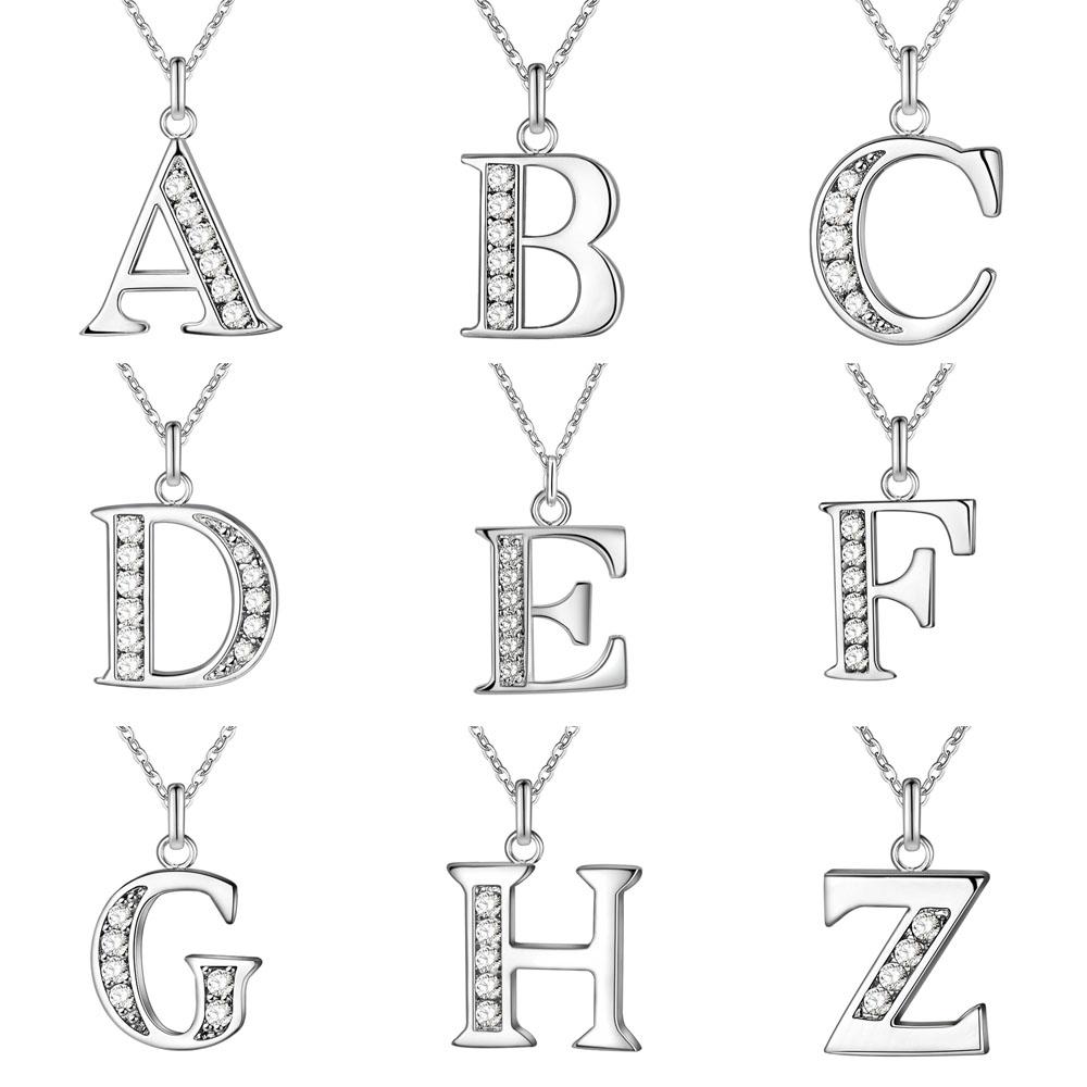 26 letters 925 sterling silver Necklace Pendant Shining 5A Zircon for Women Fashion Wedding Engagement Jewelry GiftsGood product