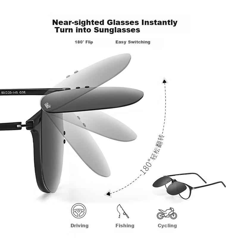 ZIPPO American Myopia Polarized Sunglasses Clip-On Sunglasses for Driving, Portable Reversible Design
