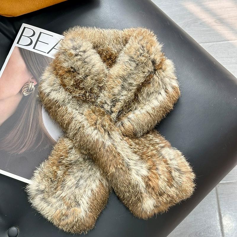 Travel Wear Warm Thickened Double-sided Rabbit Hair Scarf Outdoor Weaving Rabbit Hair Scarf Scarf Autumn and Winter