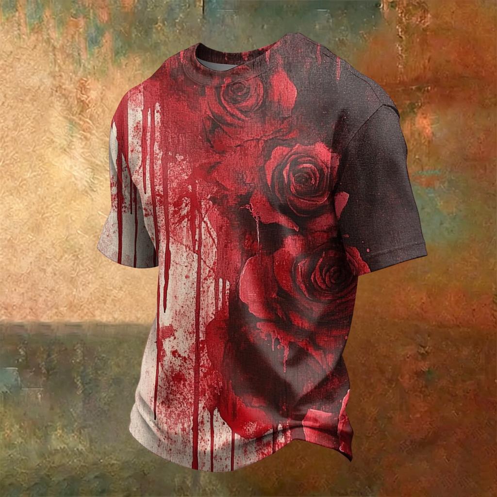 Men's Casual Halloween Printed Crew Neck Short Sleeve T Shirt Comfortable Fit Soft Fabric Lightweight Top