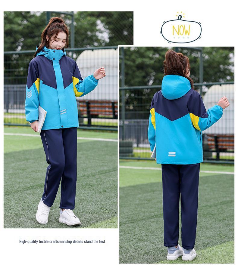 Thickened Fleece-Lined Winter School Uniform Windbreaker Set for High & Middle School Students