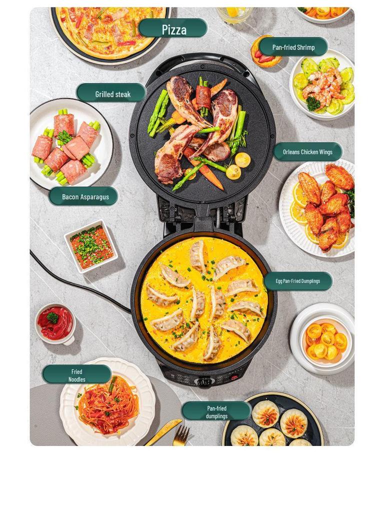 Household Double-Sided Electric Griddle with Deepened Pancake Pan
