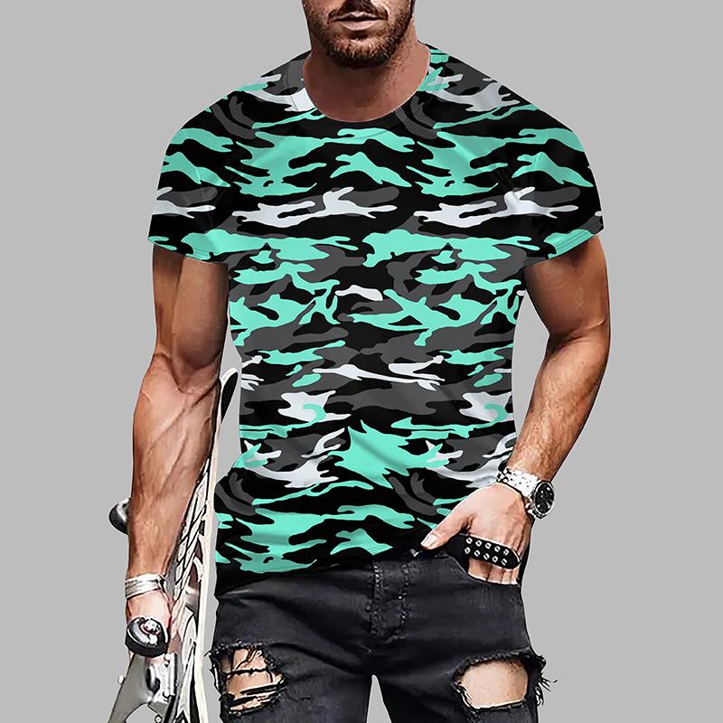 Neues Sommer-T-Shirt für Herrenmode mit Persönlichkeit und Camouflage-Print für Herren