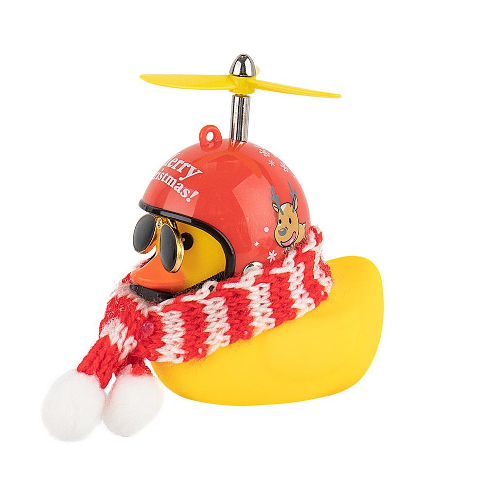 

Милая красная желтая сломанная ветровая утка со шлемом и очками, шарфом, украшением для велоспорта на Рождество, аксессуары для салона автомобиля, подарок для детей и взрослых