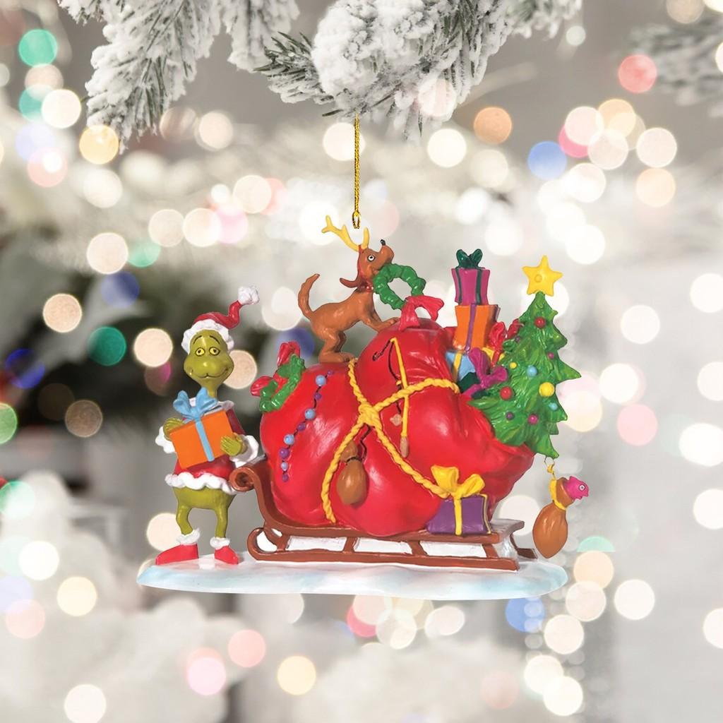 Creative Grinch Christmas Tree Decorative Acrylic Car Hanging Ornament For Holiday Cheer