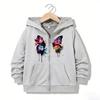 Abbigliamento Bambini Felpa con Cappuccio e Zip Divertente Casual Farfalla Lettera Felpe con Cappuccio Giubbotti Ragazzi Ragazze Y2K Felpa con Zip Felpe con Cappuccio