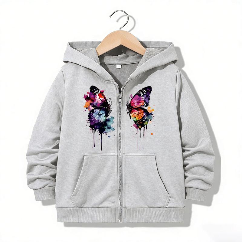 Abbigliamento Bambini Felpa con Cappuccio e Zip Divertente Casual Farfalla Lettera Felpe con Cappuccio Giubbotti Ragazzi Ragazze Y2K Felpa con Zip Felpe con Cappuccio