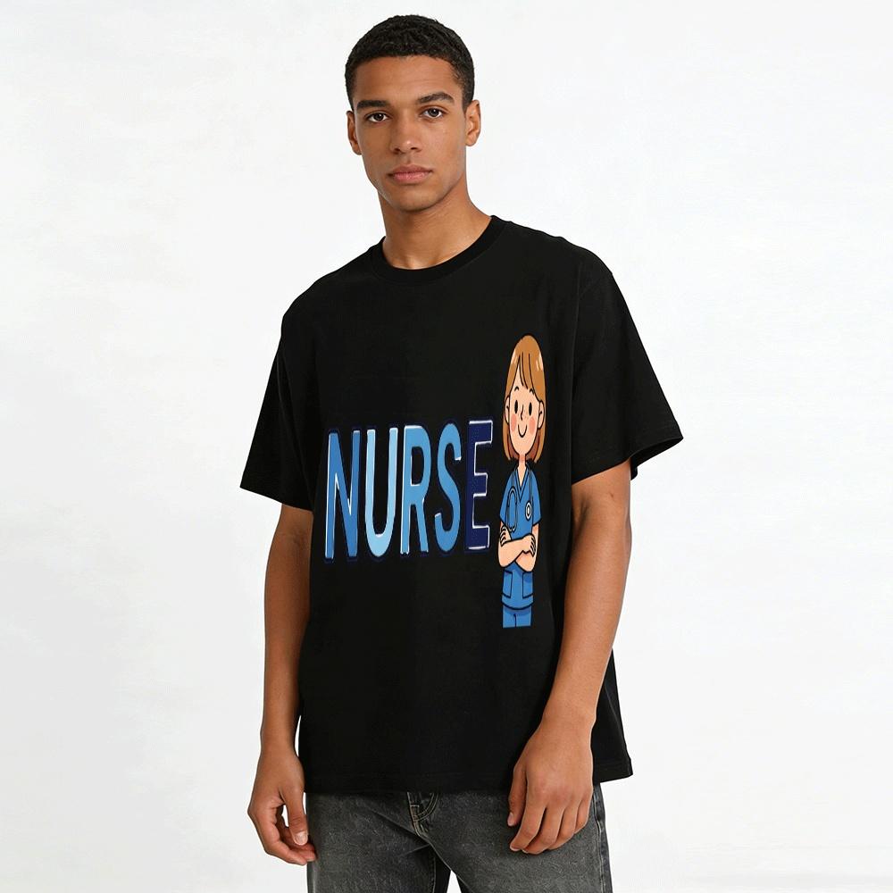 Cute Nurse Print Casual Short Sleeve T-shirt For Women Pure cotton T-shirt