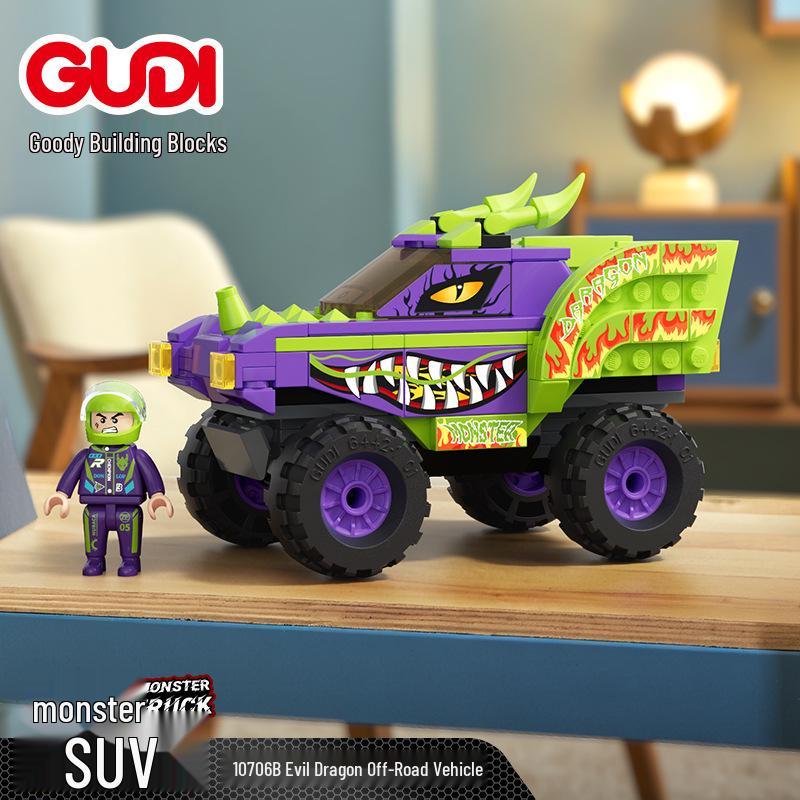 Gudi Monster Truck Educational Building Blocks Toy for Kids