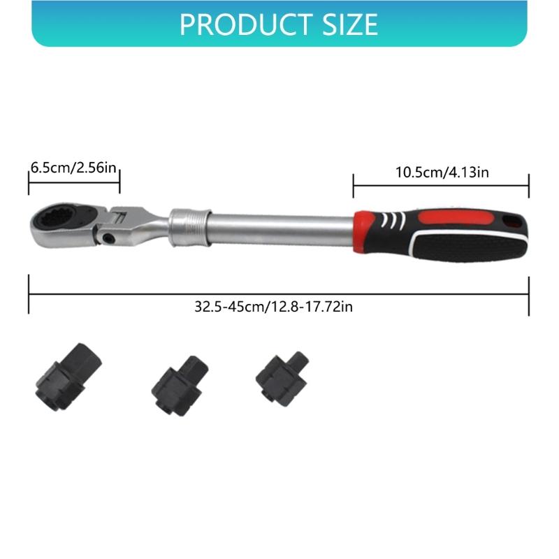 Adjustable Ratcheting Wrench Tool 32.5~45.0cm Extendable Design Nonslip Grip 100Nm Torques Professional Grades