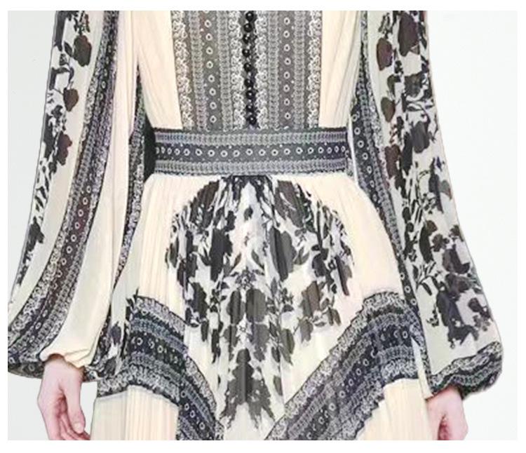 2025 Europäisches & Amerikanisches Floralprint-Falten-Abendkleid