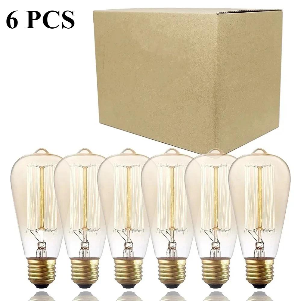 

Декор для дома E27 Теплый белый 6 шт./лот Винтажная светодиодная лампа Эдисона Диммируемая 40 Вт Антикварные светодиодные лампы с нитью накаливания Лампы в форме глобуса теплый белый