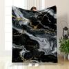 Black Marble Texture with Gold Veins Flannel Blanket for Bedroom, Living Room, Sofa, and Nap.