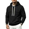 Men’s Heavyweight Fleece-Lined Outdoor Sports Loose-Fit Workwear Plain-Coloured Hooded Sweatshirt for Autumn/Winter
