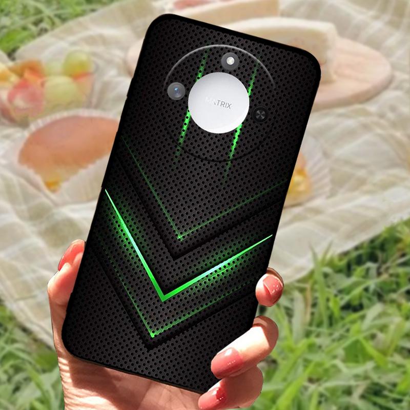 For Huawei Honor X60 Case Flowers Painted Cover Black Silicone Soft TPU Phone Case For Honor X60 Protective Shell Bumper