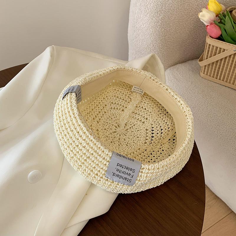 Summer Straw Fashionable Beret Hat For Adults In Assorted Colors With Airy Design