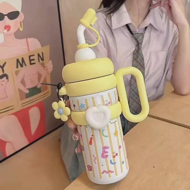 Termosmugg i rostfritt stål: Dam 2024 års utgåva - Kontor med stor kapacitet & Barns sugrörsiskopp