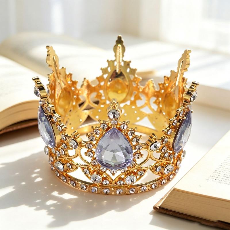 Xinjiang lamb crown colored doll headdress pet round rhinestone accessories ornament