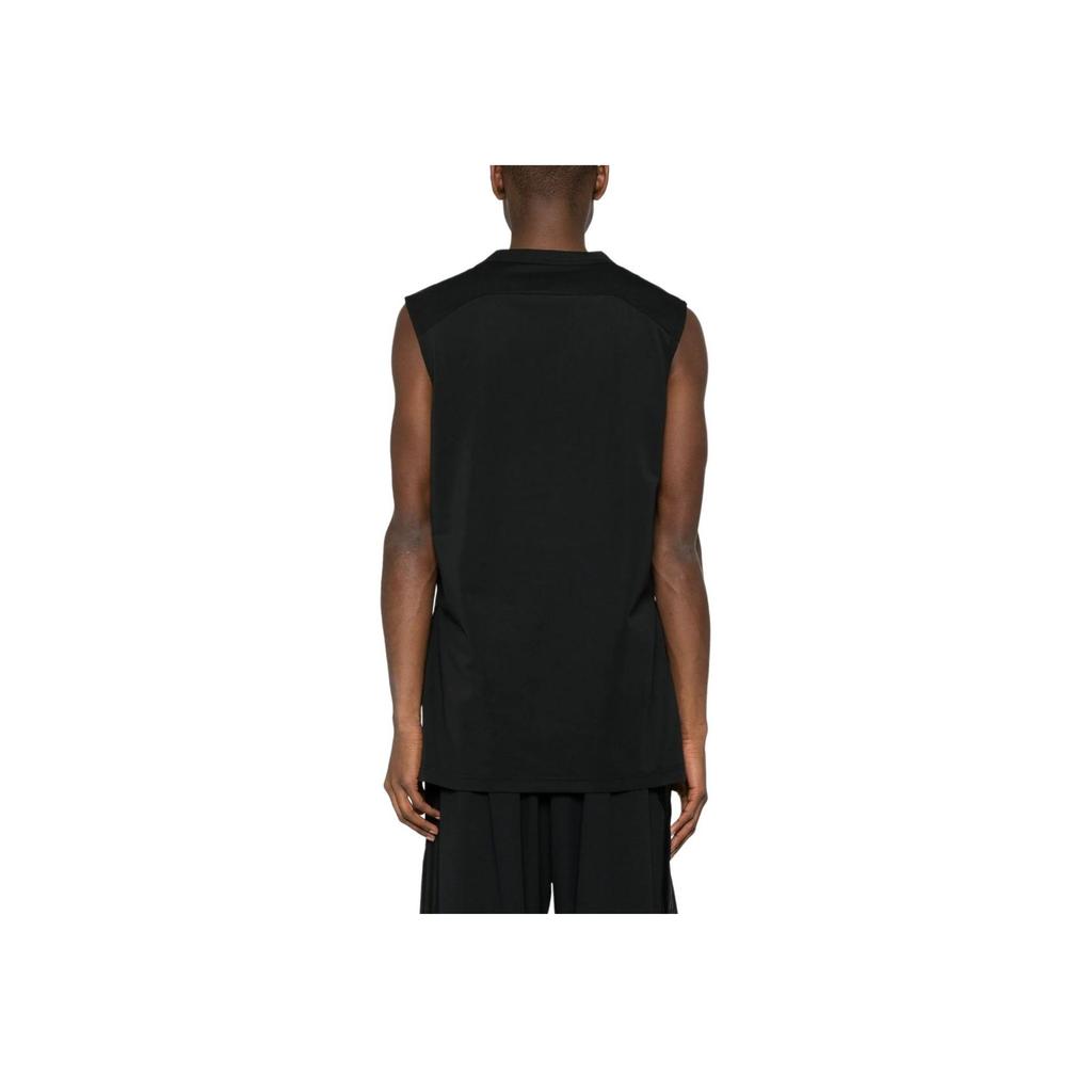 Y-3 Solid Color Round Neck Sleeveless Logo Print Side Split Straight Hem Vest Men tops Black IV8235