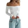 European & American Off-the-Shoulder Slimming T-shirt for Women - Sexy Autumn/Winter Style