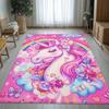 1pc Whimsy Woods Unicorn Area carpet, Cartoon Fantasy Horse Mat for Bedroom, Living Room  Entryway - Machine Washable Decor Rugs