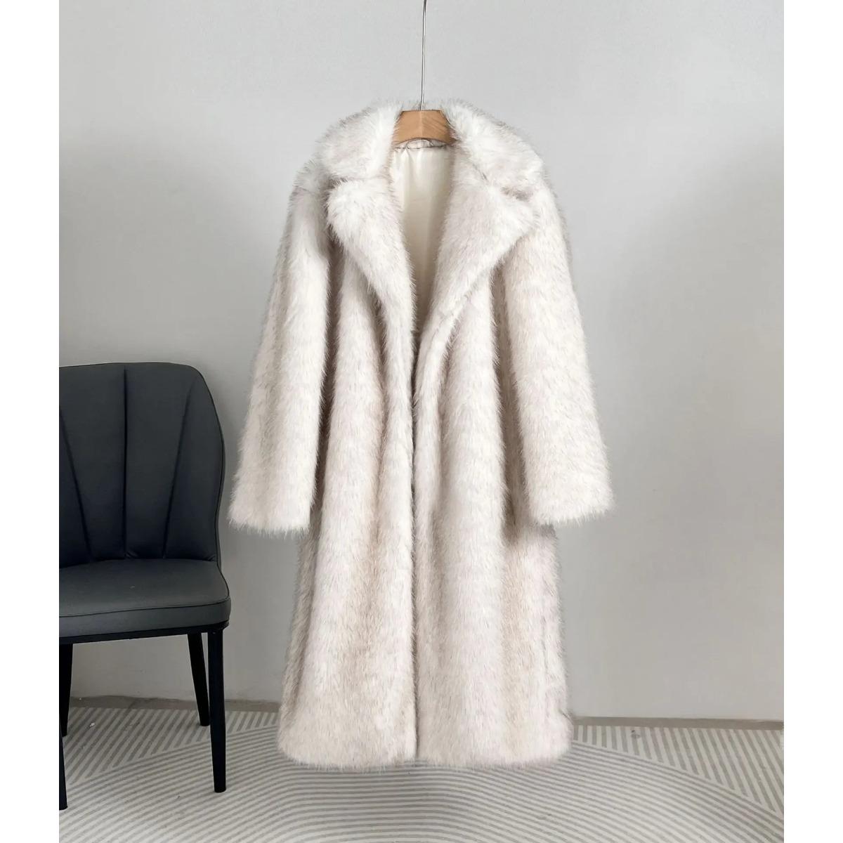 

VAYLA Осенне-зимняя женская куртка Удлиненное пальто с воротником-стойкой из искусственного меха Пальто из искусственного меха Имитация пальто Женское XXL абрикосовый