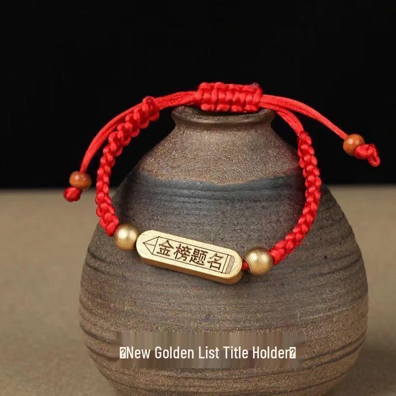 Lucky Red String Bracelet for Exam Success - Hand-Woven for Students
