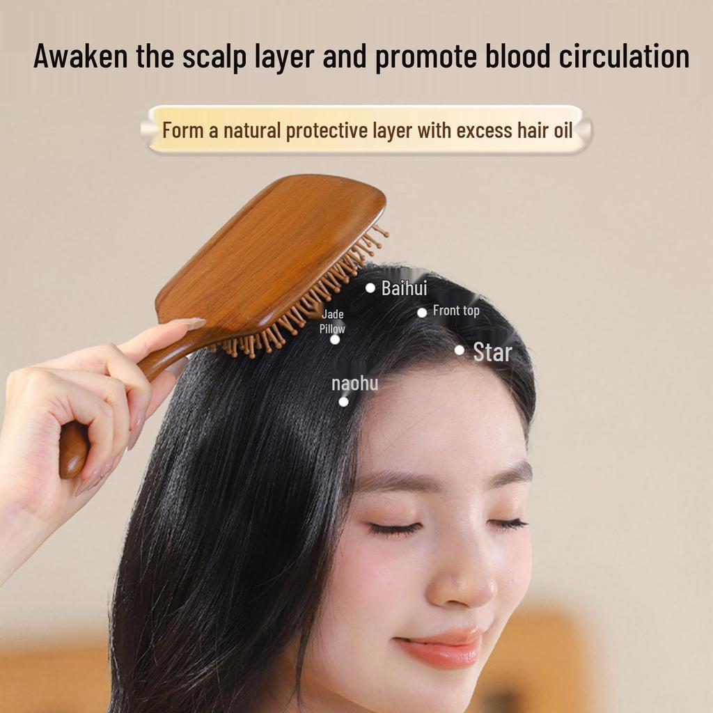 Golden Thread Sandalwood Anti-Static Scalp Massage Comb for Men and Women