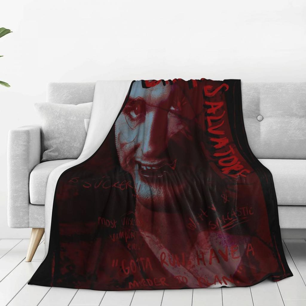 Damon Salvatore The Vampire Diaries Blankets Soft Warm Flannel Throw Blanket Bedding for Bed Living Room Picnic Travel Home Sofa