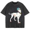 Japan Dalmatian Dog Prints Washed T-Shirts Mens Cotton Short Sleeve Tops Casual O-Neck Oversized T Shirt Summer Clothes
