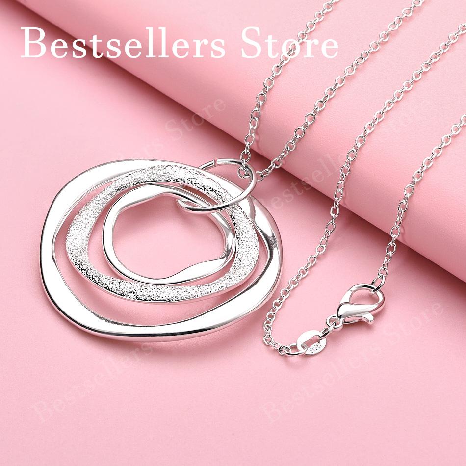 925 Sterling Silver 16-30 Inch Exquisite Circular Pendant Necklace for Women's Fashionable Wedding Jewelry Gifts