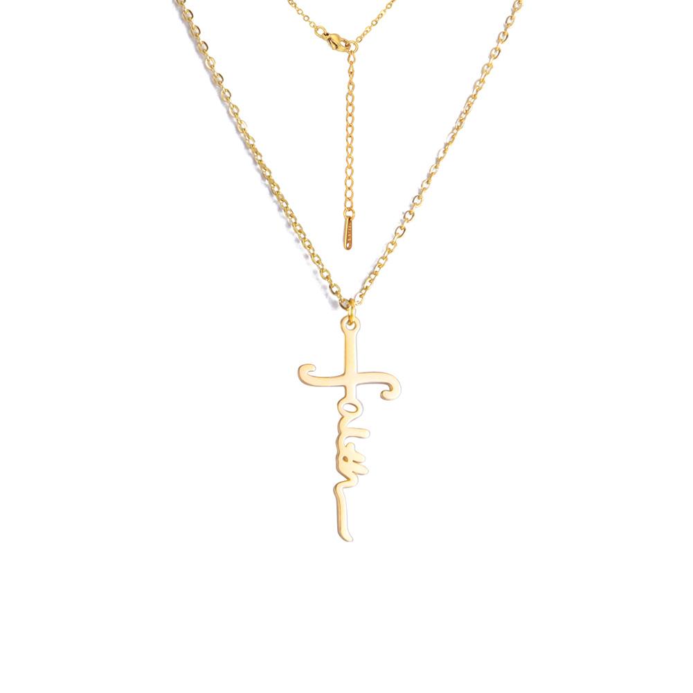 Cazador Stainless Steel Jesus Cross Pendant Necklace for Women Faith Hope Strength Choker Necklace Jewelry Gifts 2026 Wholesale