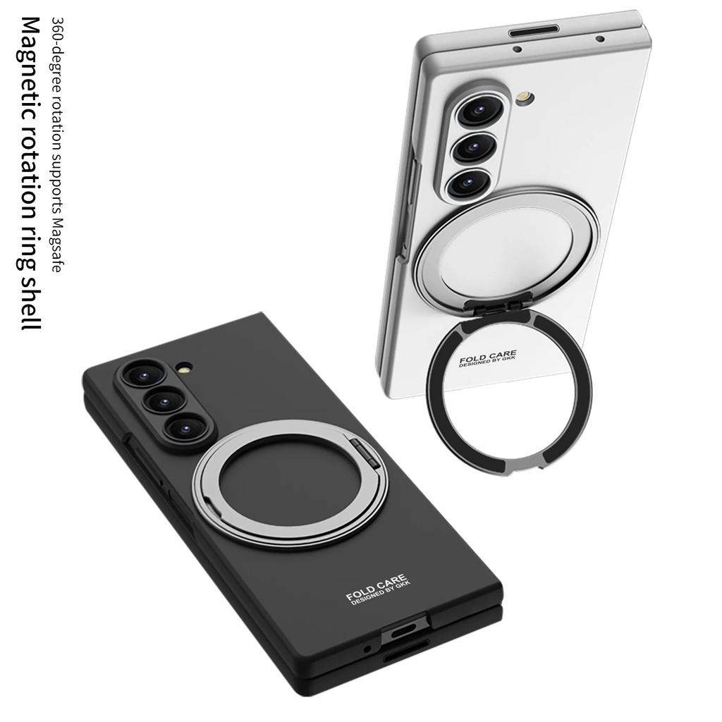 Rotating Magnetic Wireless Charging Phone Case for Samsung Z Fold 7 6 with Tempered Film Protective Cover