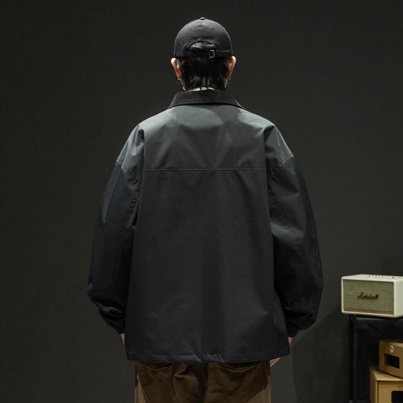Spring and Autumn New Men's Lapel Jacket Ruffian Handsome Cargo Baseball Uniform Boys Casual Versatile Jacket Men's Clothing