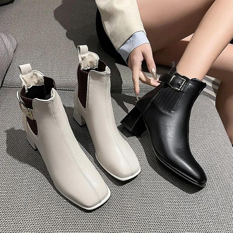 Fashion 2024 Autumn New Large Size Retro Thick with Women's Fashion All-matching Women's Riding Boots