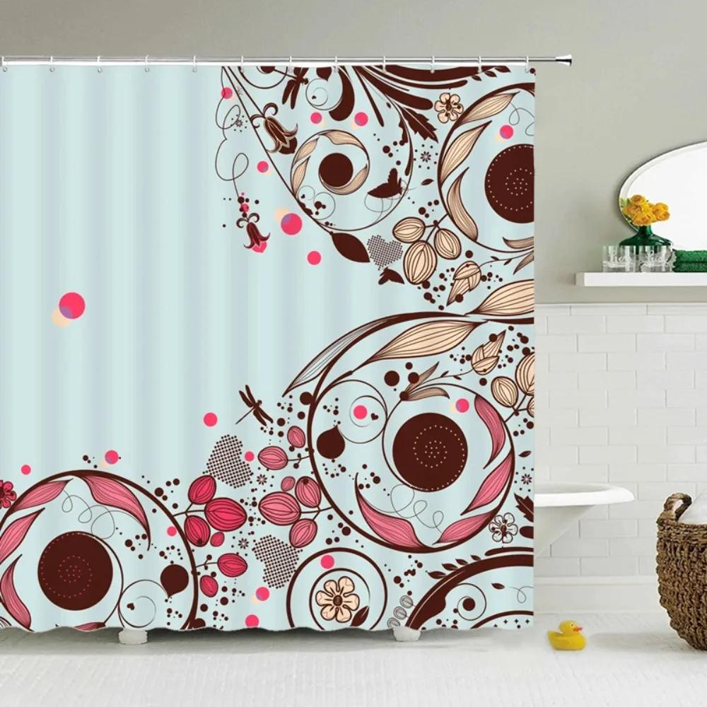 3D Printed Shower Curtains Tree Leaf Flower Plant Bathroom Curtain Waterproof Fabric Curtains Polyester Bath Screen