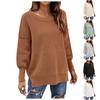 Maglione lavorato a maglia a maniche lunghe con girocollo ampio e temperamento casual alla moda da donna