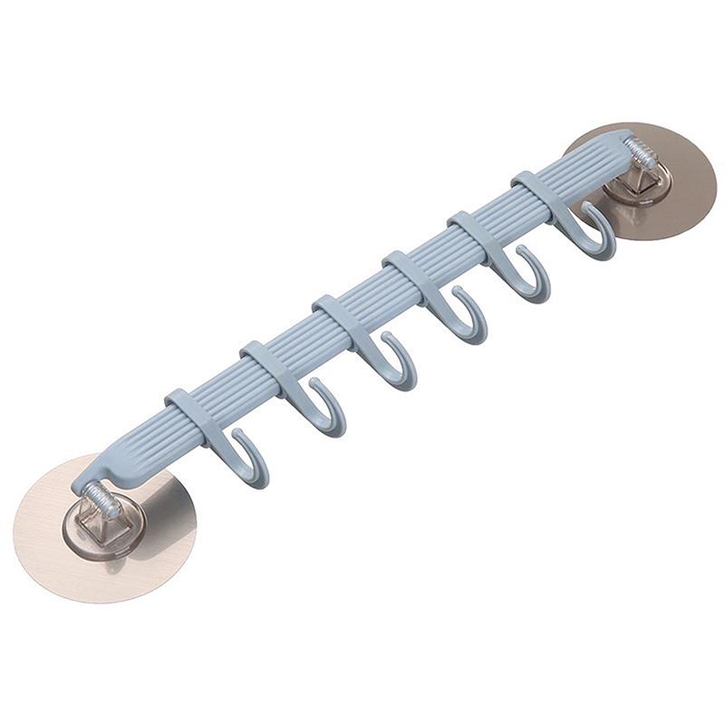 Blue/White/Pink Suction Cup Type Hook 6 Rows For Kitchen Bathroom Corner Suspension Without Marks Hanger Hook