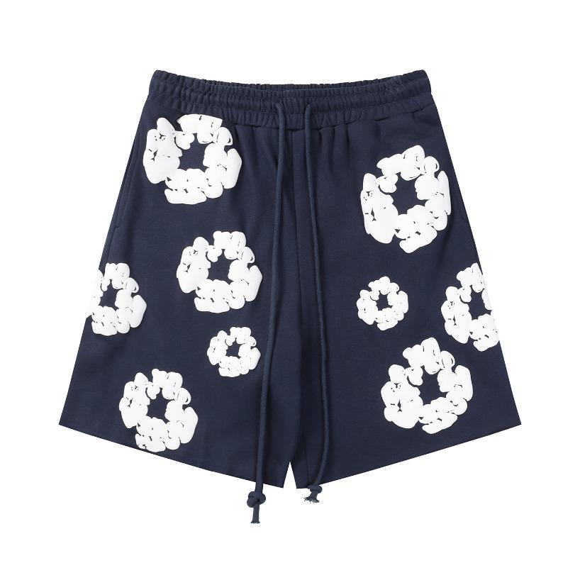 VEZFAA Women's Fashion Summer Spring Loose Casual Flower Print Elastic Waist Shorts Beach Shorts Breathable Wide Leg Shorts