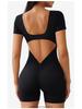 Damen Quick-Dry Yoga-Jumpsuit mit quadratischem Ausschnitt, kurzen Ärmeln & Cut-Out am Rücken
