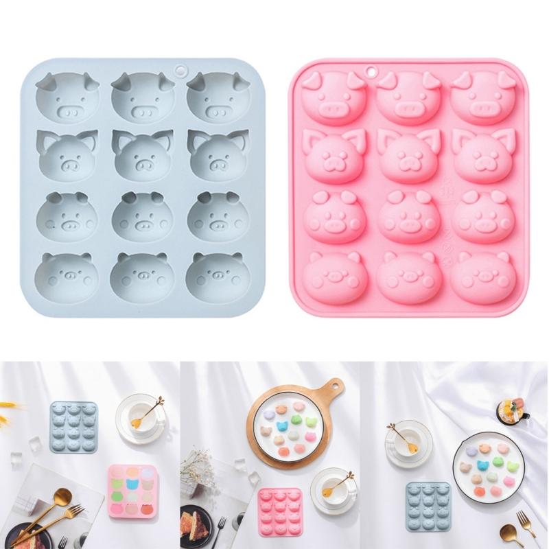 Schweinchenförmige Zucker-Silikonform, Kuchenform, Gemüse-Fudge-Form, Schokoladeneisblock, französische Dessert-Kuchendekorationen