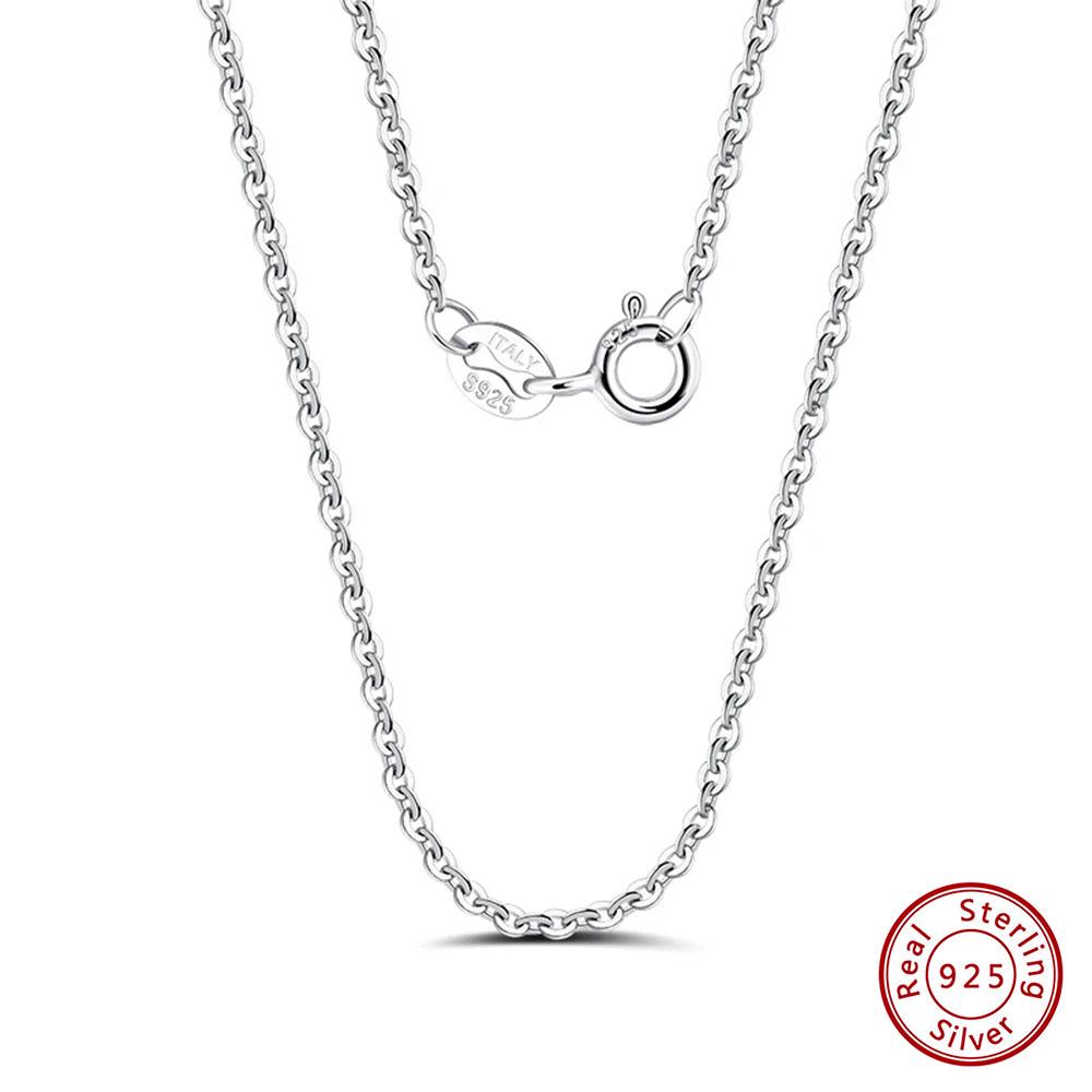 Effie Queen Italy 925 Sterling Silver 1mm O Cross Chain Choker Basic Link Chain Timeless Jewelry Gift Unisex Style Necklace SC20