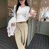 Elegant Slim Fit Long-Sleeve Round Neck T-Shirt for Women - Autumn/Winter Korean Style Base Layer