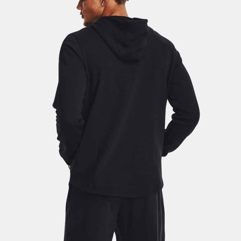 Under Armour Rival Letter Print Cotton Blend Hooded Training Sweatshirt Men Sweatshirt Black 1379766-001